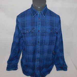 GAP Mens L Blue Black Plaid Heavy weight Flannel Work shirt Shacket